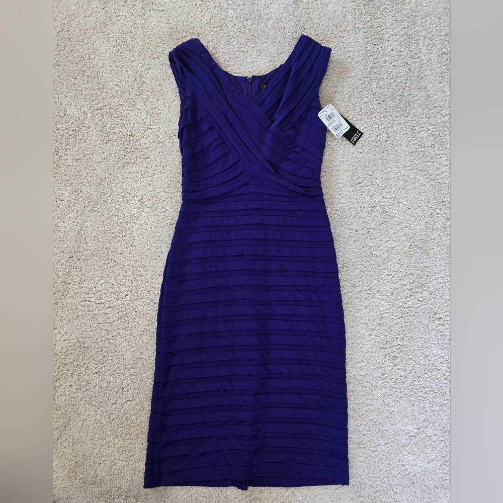 Adrianna Papell Womens Size 8 Fitted Purple Dress NWT